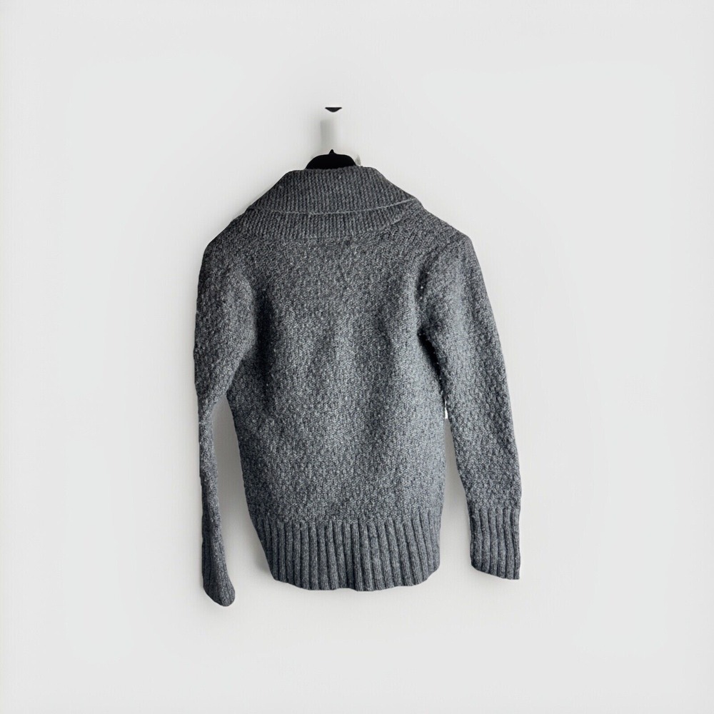 Eddie Bauer Women's Small Cardigan Sweater Lambswool Gray Button Collar Cottage - Picture 2 of 5
